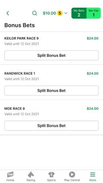 Viewing your bonus bets .